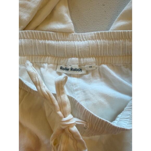 Roller Rabbit 100% Cotton White Drawstring Lounge Pants Sz XS Resort Pants - Picture 3 of 7
